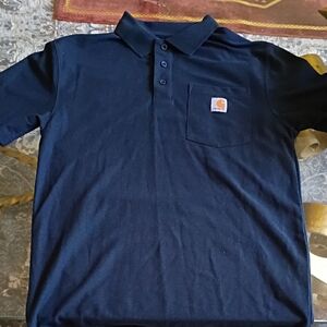 Carhartt K570 Loose Fit Midweight Short-Sleeve Pocket Polo in navy. Size S Men's